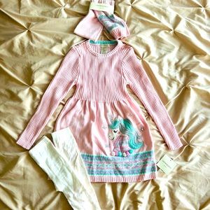 ⛔️SOLD⛔️NWT. Girls Dress with Scarf and Leggings. Sz 7-8 yo